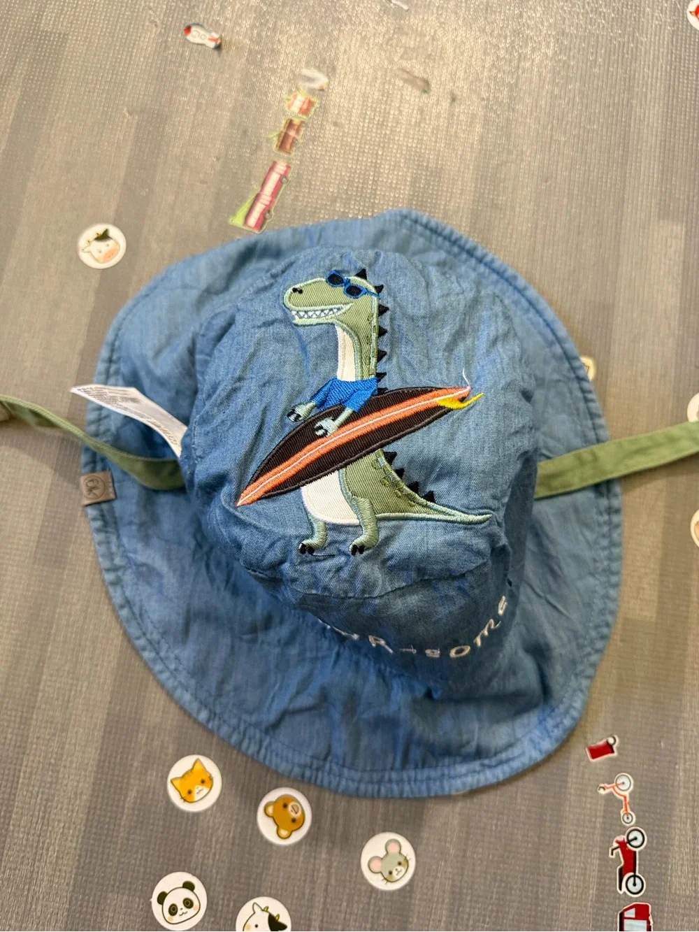 Flapjack kids reversible green & blue Bucket Hat Sun Hat